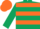 Dark green, orange hoops, orange cap