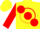 Yellow, red ball sash, red circle on sleeves