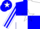 Blue and white quarters, white 'stm', white star stripe on sleeves