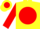Yellow, yellow 'george' on red ball, red sleeves