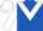 Royal blue, white triangular panel, white sleeves and cap