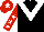 Black, white chevron, red sleeves, white stars, red cap, white star