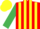 Red & yellow stripes, emerald green sleeves, yellow cap