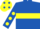 Royal Blue, Yellow hoop, Royal Blue sleeves, Yellow spots, Yellow cap, Royal Blue spots