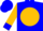 Blue,'n' on gold ball,blue cuffs on gold sleeves