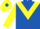 Royal blue, yellow chevron and sleeves, yellow cap, royal blue diamond