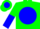 Green, blue ball, green and blue halved sleeves