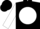 Black, black lightning bolt on white ball, white seam on sleeves, black cap