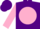 Purple, purple imn on pink ball, purple band on pink sleeves, purple cap