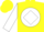 Yellow, yellow b on white ball, white diamond seam on sleeves, yellow cap