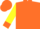 Orange, yellow sun, orange cuffs on yellow sleeves, orange cap