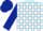 Light blue and white check, dark blue sleeves and cap