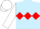 Light blue, red triple diamond, white sleeves and cap