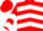 Red, white trim, white chevrons on back
