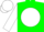Green, green tree in white ball, white sleeves, white cap