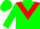 Forest green, crimson triangular panel