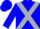 Blue, silver cross sashes, blue cap