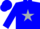 Blue, silver star, silver band on sleeves