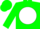 Green, green 'twp' on white ball, green cap
