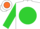 White, orange elk head and 'e' on lime green ball, lime green sleeves