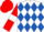 White and Royal Blue diamonds, Red sleeves, White armlets, Red cap