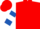 Red, white 'b' on royal blue block, royal blue bars on sleeves