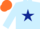 Light blue, dark blue star, dark blue armlet, orange cap