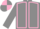 Grey, pink seams, quartered cap