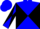 Blue and black diagonal quarters, blue and black diagonally quartered sleeves, blue cap
