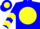 Blue, jb in yellow ball, yellow chevrons on sleeves
