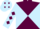Maroon and light blue diabolo, light blue sleeves, maroon diamonds, light blue cap, maroon diamonds