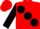 Red, black ball sash, red balls on black sleeves