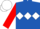Royal Blue, White triple diamond, Red sleeves, White cap