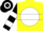 Yellow, black fao on white ball, black & white block belt