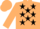 Beige, black stars, beige sleeves and cap