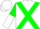 White, green cross sashes, green and white halved sleeves