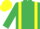 Emerald green, yellow braces, yellow cap