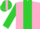 Pink, lime green stripe, lime green 'h', lime green sleeves