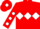 Red, white triple diamond, red sleeves, white spots, red cap, white diamond