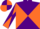 Purple and orange diabolo, orange and purple diabolo on sleeves, quartered cap