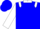 Blue, white rockin j brand, white collar & epaulets, white sleeves, blue cuffs