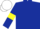 Saxe blue, yellow armlets, white cap