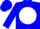 Blue, blue 'm' on white ball, blue cap