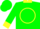Green, yellow circle, green d bar d brand, yellow collar & cuffs