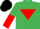 Emerald green, red inverted triangle, halved sleeves, black cap