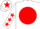 White, red disc, white sleeves, red stars, white cap, red star