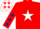 Red, white star, red sleeves, dark blue stars and cap