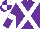 Purple, White cross belts and armlets, quartered cap