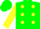 Green, yellow dots, green bars on yellow sleeves