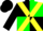 Black and green quarters, yellow cross sashes, yellow, green and black sleeves